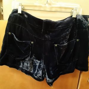 FREE people blue velvet hot pants
